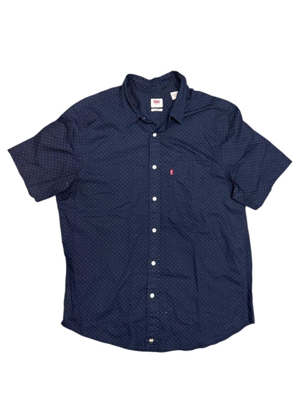 Levi's Navy Short-Sleeve Button-Up with Micro Dot Print